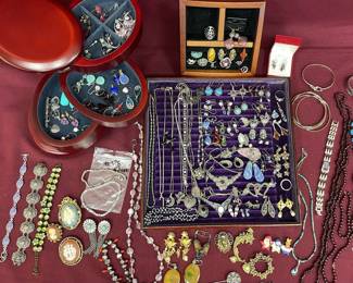 Vtg Jewelry W Silver, Marquisette, Various Stones More