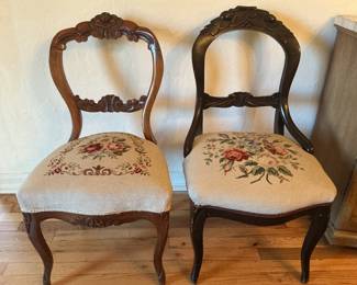 Victorian needlepoint seat chairs
