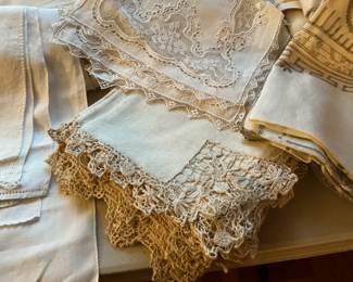 Many pretty vintage linens
