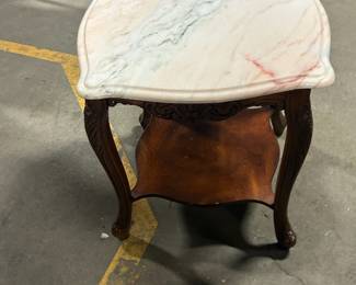 1 of 2 Walnut marble side tables