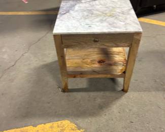 1 of 2 small marble top side tables