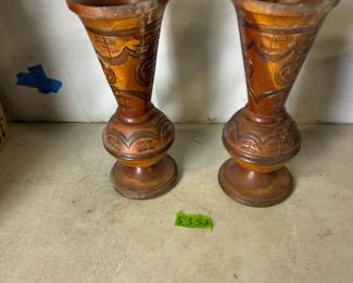wooden ornate vases