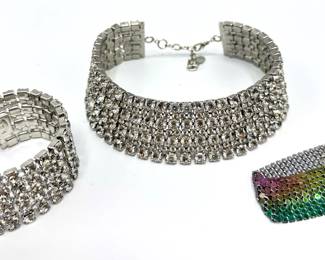 Noir Rhinestone Choker Necklace With Matching Bracelet & Noir Rainbow Mesh Bracelet
Lot #: 12