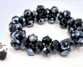 Black Crystal Bracelet & Matching Stud Earrings
Lot #: 27