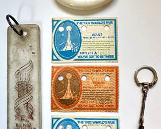 1969 First Man On The Moon Commemorative Keychain, 3 Tickets From 1982 World's Fair & More From The World's Fa...
Lot #: 126