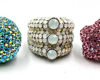 3 Adjustable Glittery Rhinestone Rings
Lot #: 55