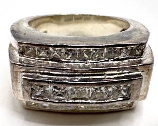 Sterling Silver Ring With Faux Diamond Chips, Size 8
Lot #: 58