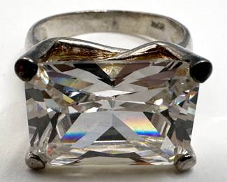 Sterling Silver Faux Diamond Ring, Size 7.75
Lot #: 60