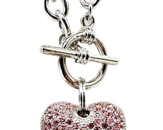 Rhinestone Heart Necklace On Heavy Chain Purchased At Henry Bendel's
Lot #: 35