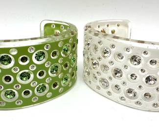 2 Acrylic Rhinestone Studded Cuff Bracelets, Appear New
Lot #: 85
