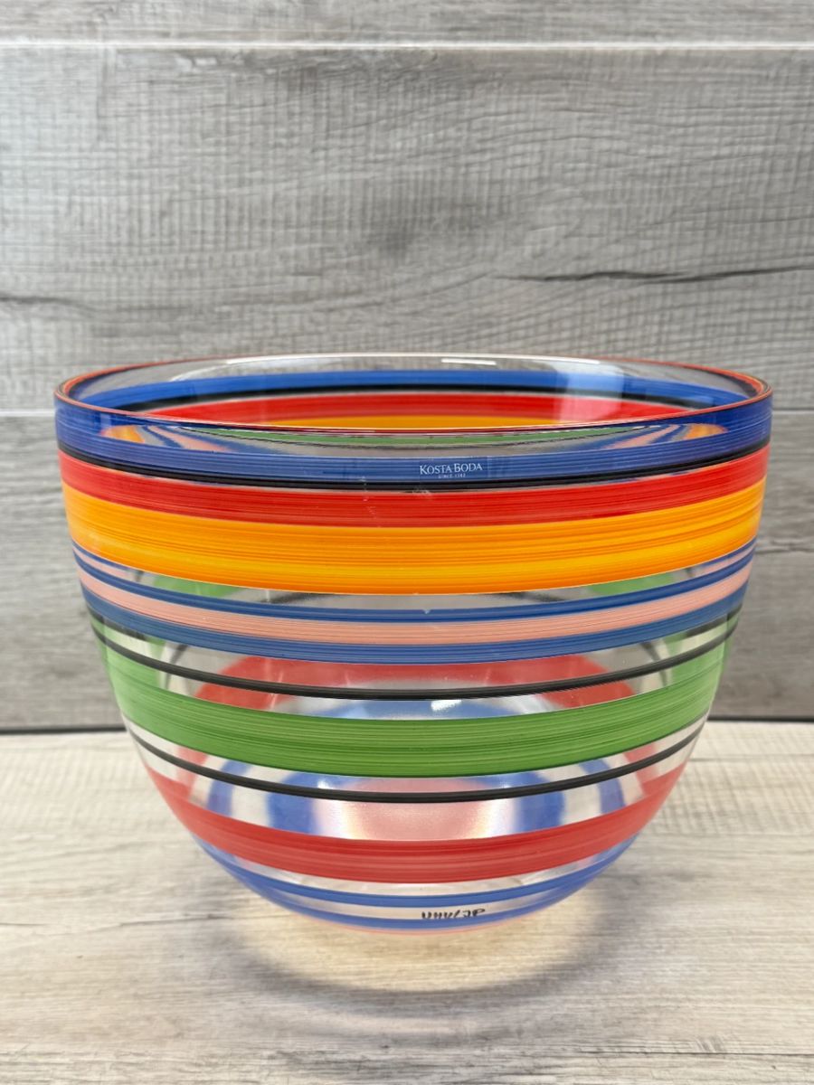 KOSTA BODA HAND PAINTED SIGNED GLASS BOWL #kostaboda #handpainted #signed #glassbowl