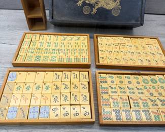 ANTIQUE MAHJONG GAME SET W WOOD BOX #antique #mahjong #mahjonggame