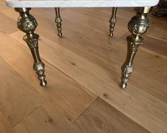 BRASS & MARBLE TOP END TABLE #brass #marble #endtable