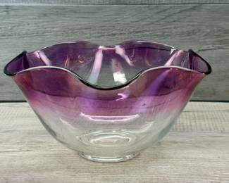 VINTAGE IRIDESCENT AMETHYST FADE SERVING BOWL #vintage #amethystfade #servingbowl #glass