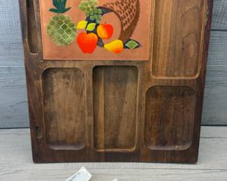 ERNEST SOHN WALNUT SERVING PLATTER W CHEESE ID #ernestsohn #walnut #servingplatter #cheese #cheeseid