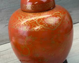 CHINESE RED WITH GOLD GILT GINGER JAR LAMP #chinese #lamp #gingerjarlamp #goldgilt #gilt