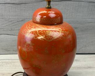 CHINESE RED WITH GOLD GILT GINGER JAR LAMP #chinese #lamp #gingerjarlamp #goldgilt #gilt
