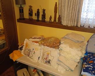 Old linens and luggage