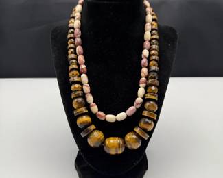 Tiger’s Eye & Pink Jasper Sterling Silver Necklaces