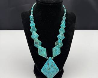 Turquoise Statement Necklace with Sterling Silver