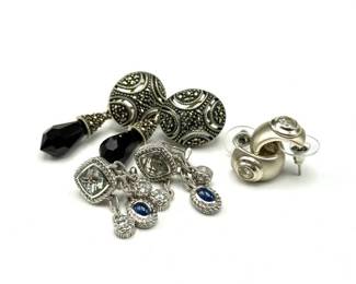 Set of Three Sterling Silver Earrings