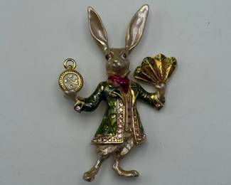 Kirk’s Folly “White Rabbit” Alice in Wonderland Brooch Pin