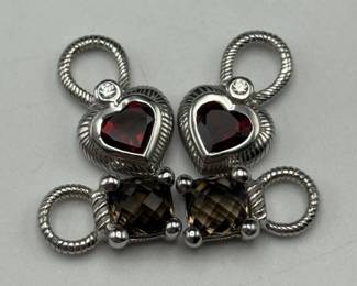 Judith Ripka Sterling Silver Earring Charms – Two Gemstone Sets