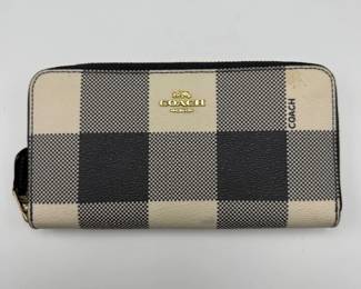 Coach Zip-Around Wallet – Checked Canvas Pattern
