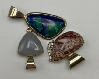 Jay King Sterling Silver Pendants – Trio of Unique Gemstones
