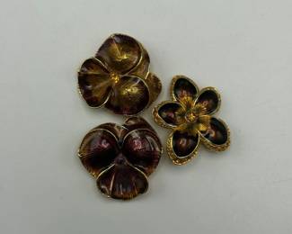 Joan Rivers Enamel Floral Brooch & Earring Set