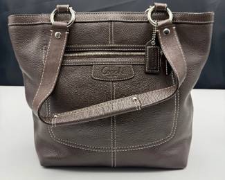 Coach Brown Leather Tote with Lilac Interior