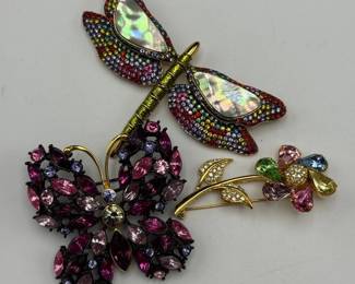 Joan Rivers Multicolor Brooch Trio