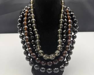 Vintage Multi-Strand Faceted Bead Necklace Set