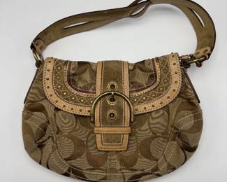 Coach Signature Studded Flap Shoulder Bag