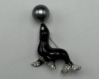 Kenneth Jay Lane Circus Seal Pin With Interchangeable Balls