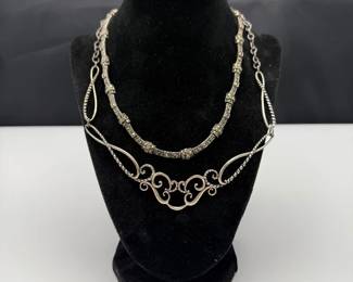 Two Sterling Silver Necklaces (63) Grams 925 Sliver