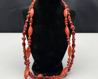 Red Beaded Sterling Silver Necklaces