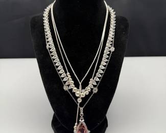 Four Sterling Silver Necklaces