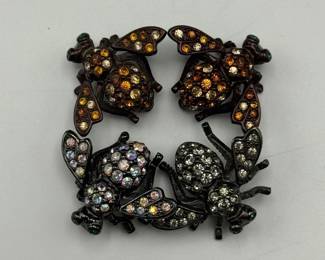 Joan Rivers Bee Pins – Black Tone with Crystal Accents