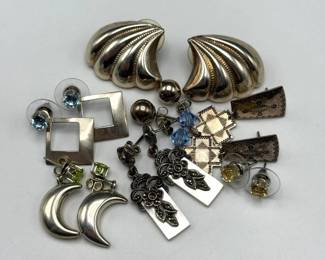 Vintage Sterling Silver Earring (6) Pair Assortment – 925 Stamped Styles