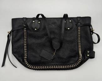 Coach Black Chain-Trim Pebbled Leather Tote