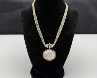 Judith Ripka Heavy Sterling Double-Sided Pendant Necklace