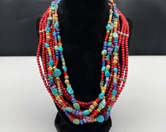 Vibrant Two-Piece Sterling Silver Beaded Necklace Set