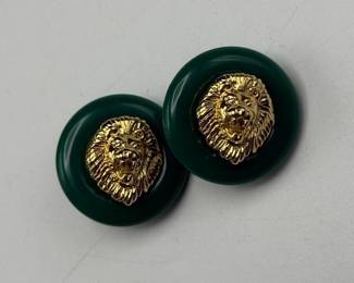 K.J.L. by Kenneth Jay Lane Lion Earrings with Interchangeable Rings