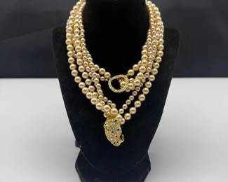 Jay King Jaguar & Pearl Multi-Strand Statement Necklace