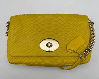 Coach Yellow Python-Embossed Chain Shoulder Bag