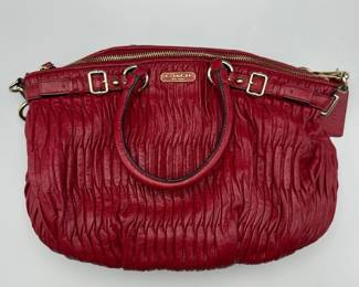 Coach Red Madison Gathered Leather Satchel