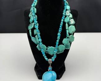 Turquoise Statement Necklaces with Sterling Accents