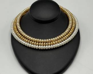 Set of Three Cultured Pearl Choker Necklaces