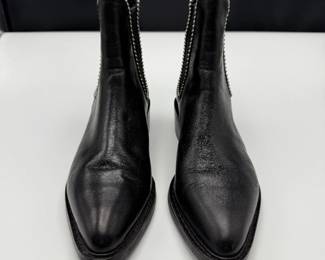 Coach Black Leather Stud-Trim Ankle Boots; Women's 6.5 Narrow